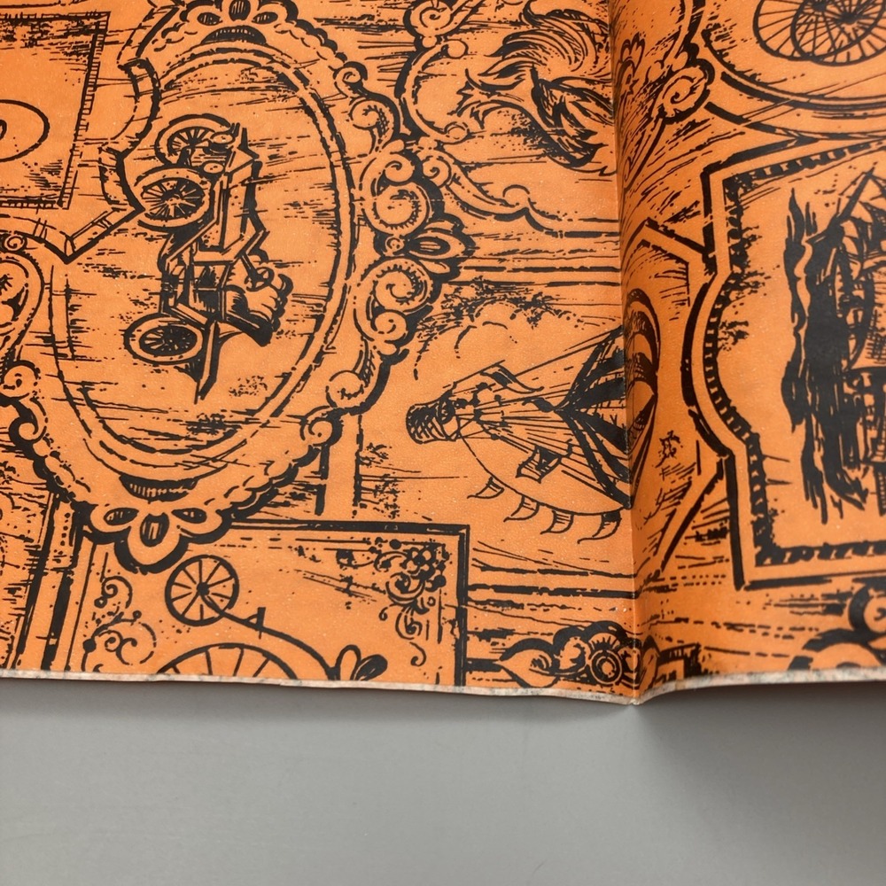 Vintage 1 Sheet 20"x30" Modes Of Transportation Gift Wrap Orange Black - Picture 4 of 9